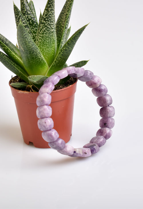 Certified Lepidolite 9x14 mm Natural Stone Bracelet