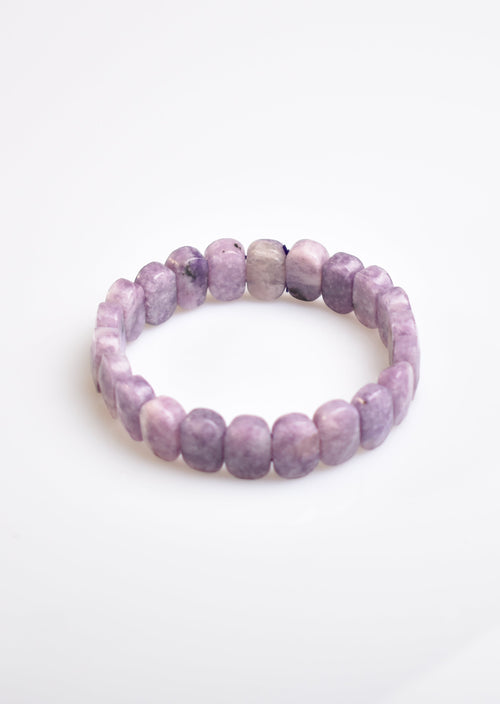 Certified Lepidolite 9x14 mm Natural Stone Bracelet