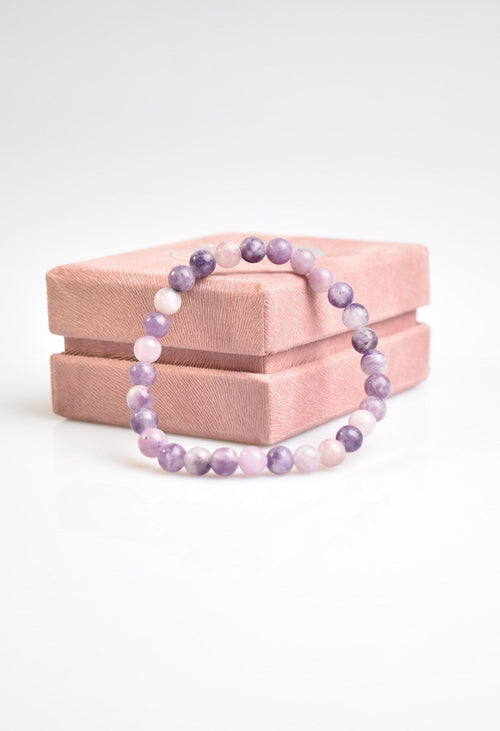 Certified Lepidolite Natural Stone Bracelet 6 mm