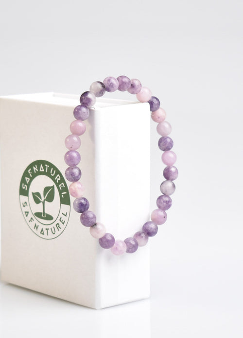 Certified Lepidolite Natural Stone Bracelet 6 mm