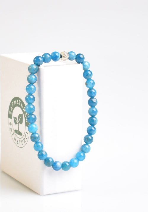 Certified Blue Apatite Natural Stone Bracelet 6mm