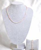 Certified Pink Opal Natural Stone Necklace and Bracelet Set 4 mm