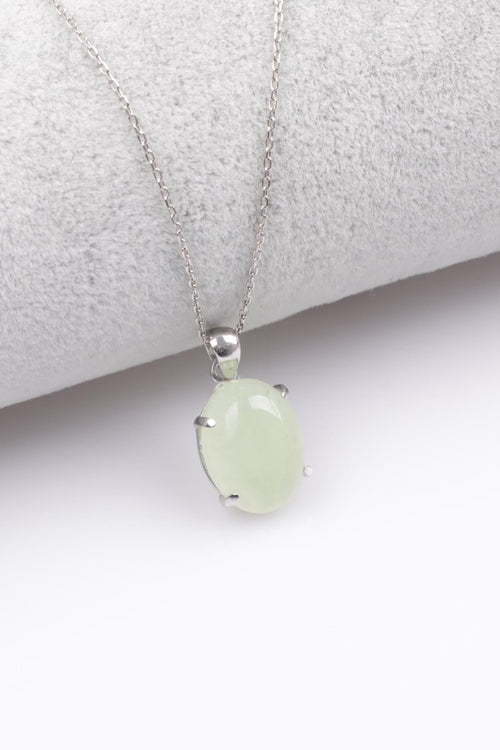 Certified Prehnite Natural Stone 925 Sterling Silver Necklace