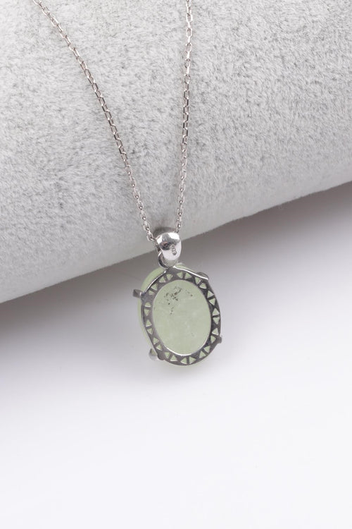 Certified Prehnite Natural Stone 925 Sterling Silver Necklace