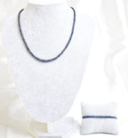 Certified Sapphire Natural Stone 3-4mm Necklace Bracelet Set