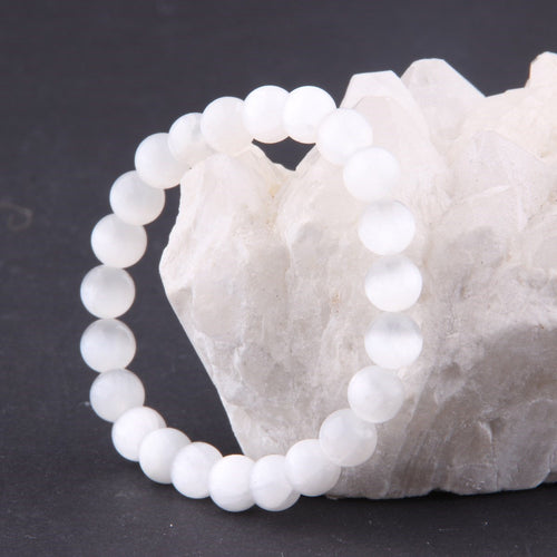 Certified Selenite Natural Stone Bracelet 8 mm