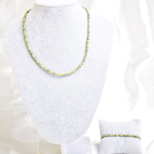 Certified Jade Natural Stone Necklace and Bracelet Set 4 mm