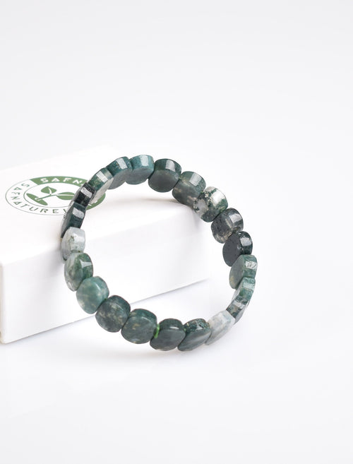 Certified Moss Agate Natural Stone 9x14 mm Bracelet