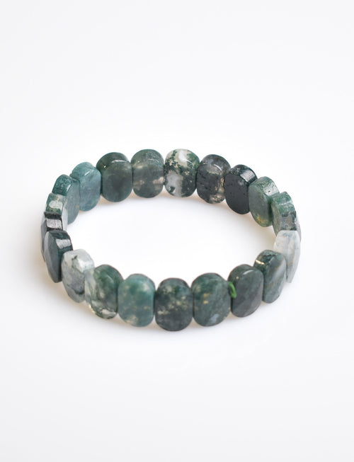 Certified Moss Agate Natural Stone 9x14 mm Bracelet