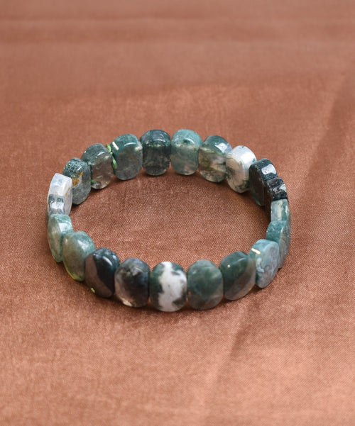 Certified Moss Agate Natural Stone 9x14 mm Bracelet