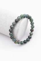 Certified Moss Agate Natural Stone Bracelet 8 mm Sphere Cut