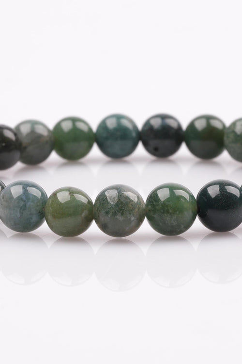 Certified Moss Agate Natural Stone Bracelet 8 mm Sphere Cut