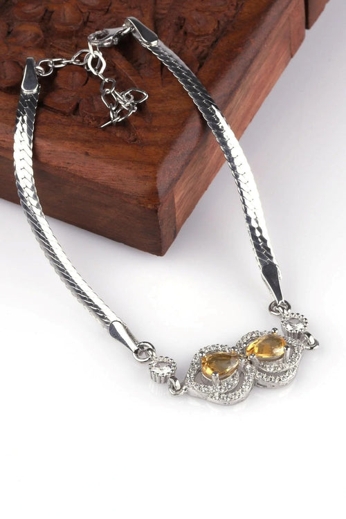 Citrine Natural Stone 925 Sterling Silver Bracelet 