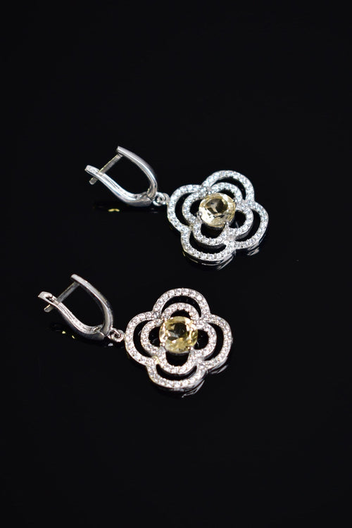 Citrine Natural Stone 925 Sterling Silver Earrings