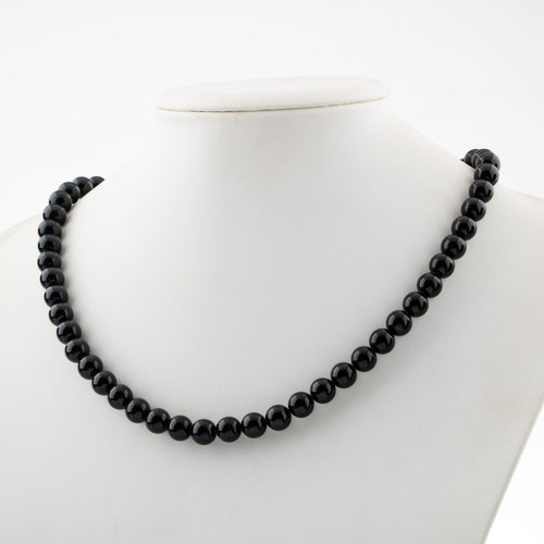 Black Tourmaline 8 mm String Natural Stone Necklace