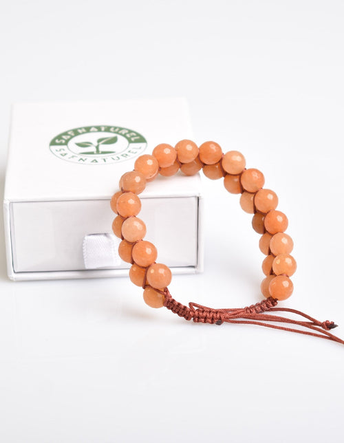 Orange Aventurine 8mm Double Row Macrame Natural Stone Bracelet