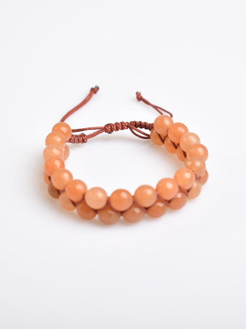 Orange Aventurine 8mm Double Row Macrame Natural Stone Bracelet