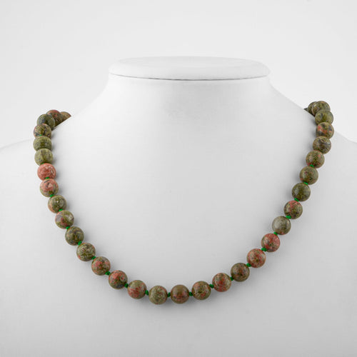 Unakit 8 mm Knotted Natural Stone Necklace