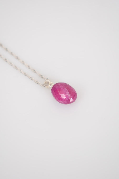 Ruby Natural Stone 925 Sterling Silver Necklace 