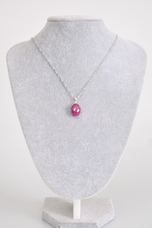 Ruby Natural Stone 925 Sterling Silver Necklace 