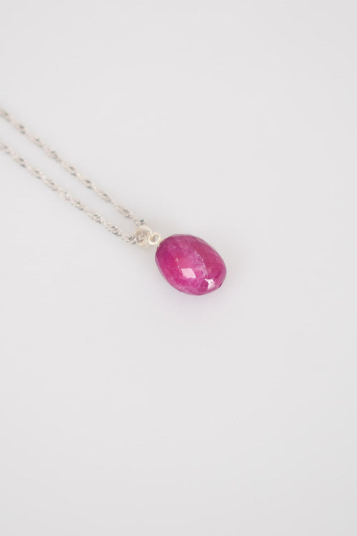 Ruby Natural Stone 925 Sterling Silver Necklace 