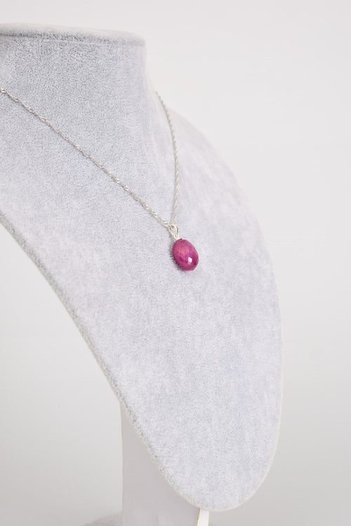 Ruby Natural Stone 925 Sterling Silver Necklace 