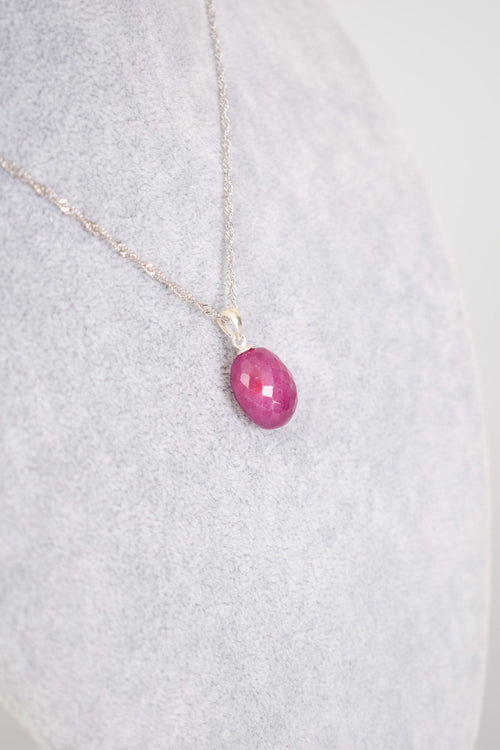 Ruby Natural Stone 925 Sterling Silver Necklace 