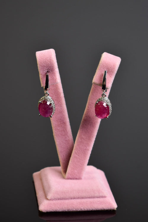 Ruby Natural Stone 925 Sterling Silver Earrings