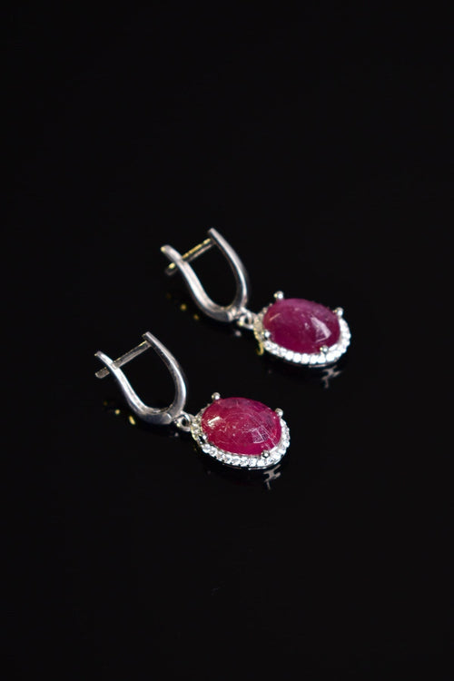 Ruby Natural Stone 925 Sterling Silver Earrings