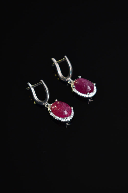 Ruby Natural Stone 925 Sterling Silver Earrings