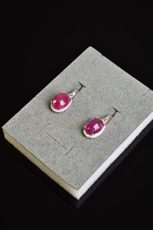 Ruby Natural Stone 925 Sterling Silver Earrings