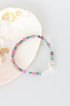 Ruby - Emerald Natural Stone 925 Sterling Silver Closure Bracelet - Moonlight Collection