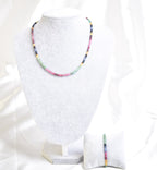 Ruby-Emerald-Sapphire Necklace+Bracelet Set