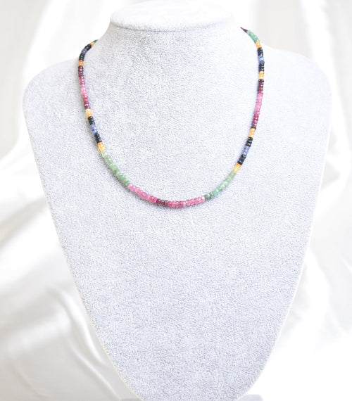 Ruby-Emerald-Sapphire Necklace+Bracelet Set