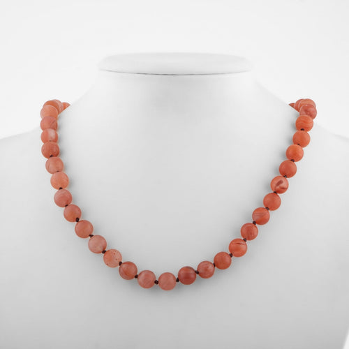 Yemeni Agate 8 mm Knotted Natural Stone Necklace