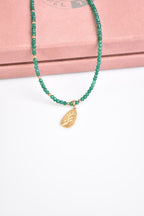 Green Agate Natural Stone Silver Pendant Necklace