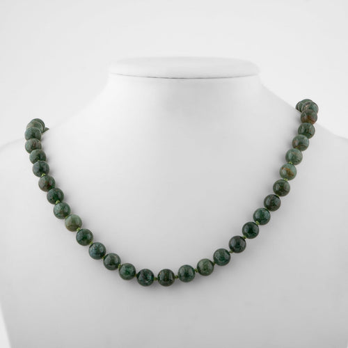 Green Apatite 6 mm Knotted Natural Stone Necklace