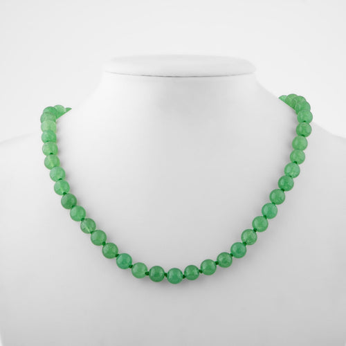 Green Aventurine 8 mm Knotted Natural Stone Necklace