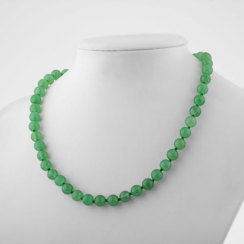 Green Aventurine 8 mm Knotted Natural Stone Necklace