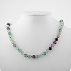 Green Fluorite 8 mm Knotted Natural Stone Necklace