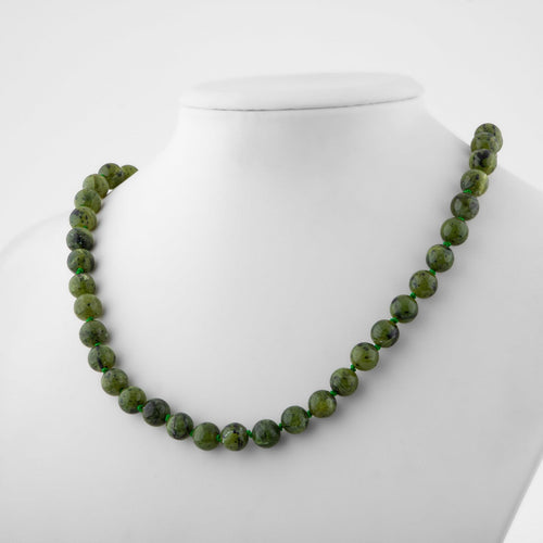 Jade 8 mm Knotted Natural Stone Necklace