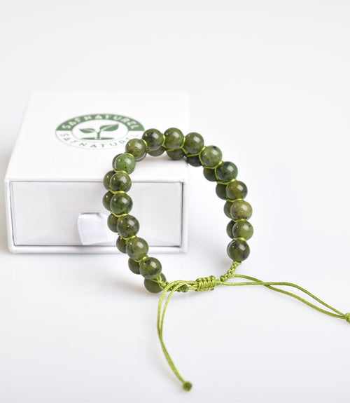 Jade 8mm Double Row Macrame Natural Stone Bracelet