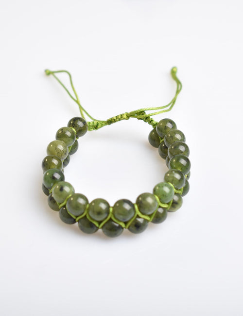 Jade 8mm Double Row Macrame Natural Stone Bracelet