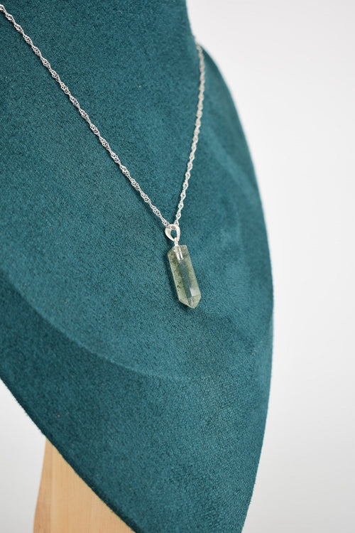 Mossy Quartz Natural Stone 925 Sterling Silver Chain Necklace